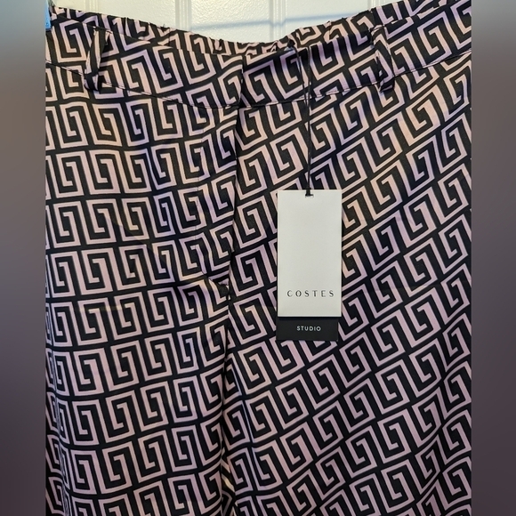 Pink wide leg pants by Costes Europe Women's XXL pink with black geo prints - Picture 7 of 13